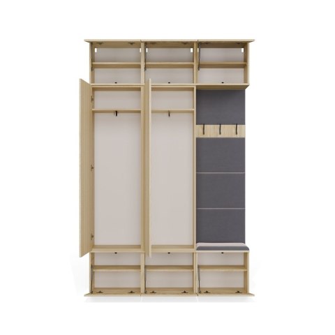 GARDEROBA HAGA DO PRZEDPOKOJU 2X SZAFA WIESZAK Z SIEDZISKIEM DĄB SONOMA