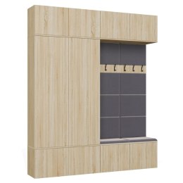 GARDEROBA HAGA DO PRZEDPOKOJU 2X SZAFA 2X WIESZAK Z SIEDZISKIEM DĄB SONOMA