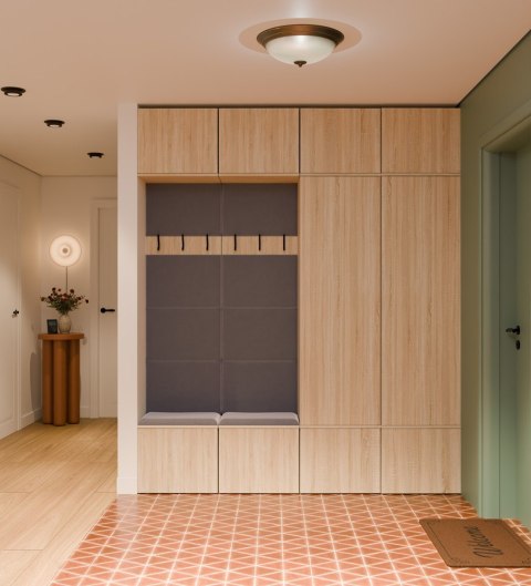 GARDEROBA HAGA DO PRZEDPOKOJU 2X SZAFA 2X WIESZAK Z SIEDZISKIEM DĄB SONOMA