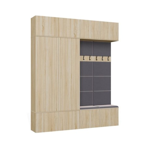 GARDEROBA HAGA DO PRZEDPOKOJU 2X SZAFA 2X WIESZAK Z SIEDZISKIEM DĄB SONOMA