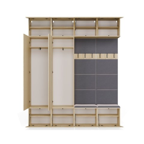 GARDEROBA HAGA DO PRZEDPOKOJU 2X SZAFA 2X WIESZAK Z SIEDZISKIEM DĄB SONOMA