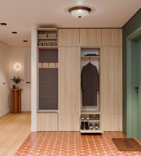 GARDEROBA HAGA DO PRZEDPOKOJU 3X SZAFA WIESZAK Z SIEDZISKIEM DĄB SONOMA