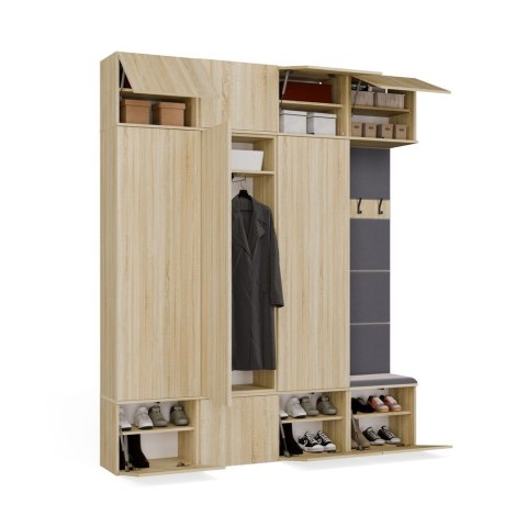 GARDEROBA HAGA DO PRZEDPOKOJU 3X SZAFA WIESZAK Z SIEDZISKIEM DĄB SONOMA