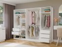 GARDEROBA MODUŁOWA ZESTAW OPENO 260CM SZUFLADY PÓŁKI WIESZAK BIAŁY MAT