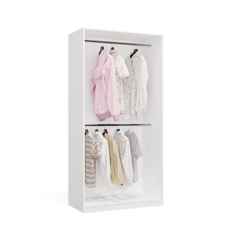 GARDEROBA MODUŁOWA ZESTAW OPENO 260CM SZUFLADY PÓŁKI WIESZAK BIAŁY MAT