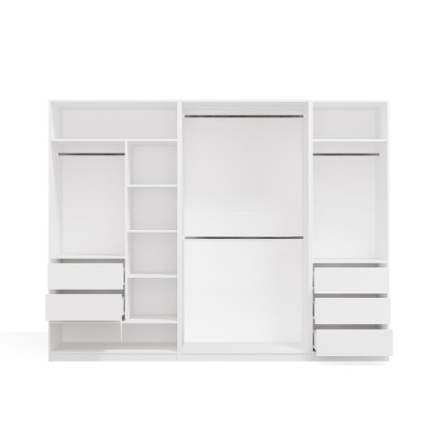 GARDEROBA MODUŁOWA ZESTAW OPENO 260CM SZUFLADY PÓŁKI WIESZAK BIAŁY MAT