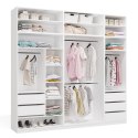 GARDEROBA MODUŁOWA ZESTAW OPENO 260CM SZUFLADY PÓŁKI WIESZAK BIAŁY MAT