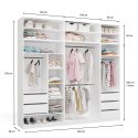 GARDEROBA MODUŁOWA ZESTAW OPENO 260CM SZUFLADY PÓŁKI WIESZAK BIAŁY MAT