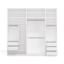 GARDEROBA MODUŁOWA ZESTAW OPENO 260CM SZUFLADY PÓŁKI WIESZAK BIAŁY MAT