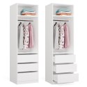 GARDEROBA OPENO SZAFA OTWARTA MODUŁOWA REGAŁ Z DRĄŻKIEM 3 SZUFLADY BIAŁY MAT