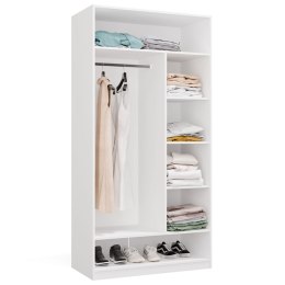 GARDEROBA OPENO SZAFA OTWARTA MODUŁOWA REGAŁ Z DRĄŻKIEM SYPIALNIA BIAŁY MAT