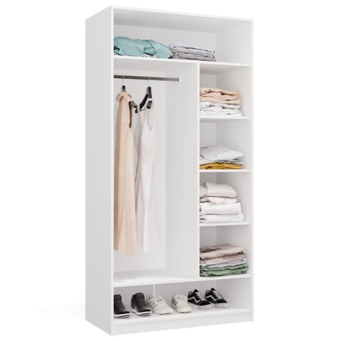 GARDEROBA OPENO SZAFA OTWARTA MODUŁOWA REGAŁ Z DRĄŻKIEM SYPIALNIA BIAŁY MAT