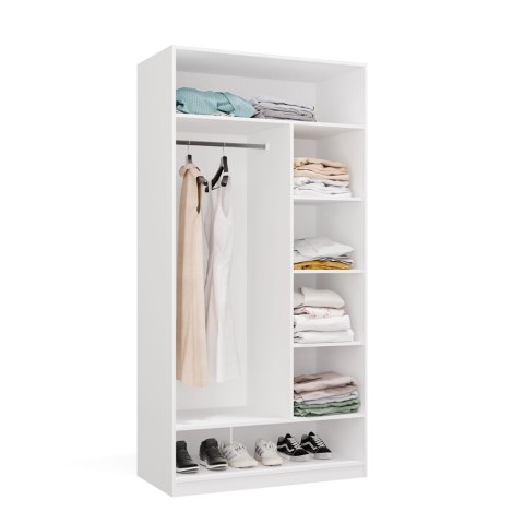 GARDEROBA OPENO SZAFA OTWARTA MODUŁOWA REGAŁ Z DRĄŻKIEM SYPIALNIA BIAŁY MAT