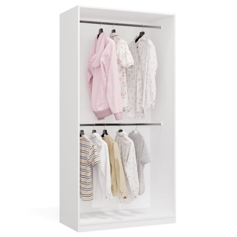 GARDEROBA OPENO SZAFA OTWARTA MODUŁOWA 2 DRĄŻKI DO SYPIALNI BIAŁY MAT