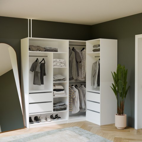 GARDEROBA OPENO SZAFA OTWARTA MODUŁOWA 2 DRĄŻKI DO SYPIALNI BIAŁY MAT