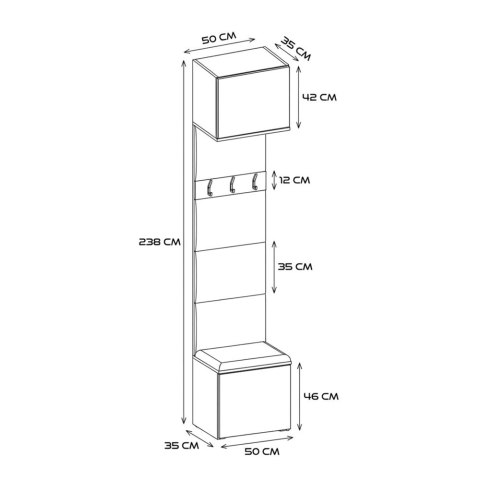WIESZAK Z SIEDZISKIEM GARDEROBA HAGA DO PRZEDPOKOJU DĄB SONOMA
