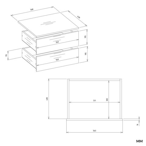 MODUŁ SZUFLAD OPENO DO GARDEROBY 2 SZUFLADY BIAŁY MAT