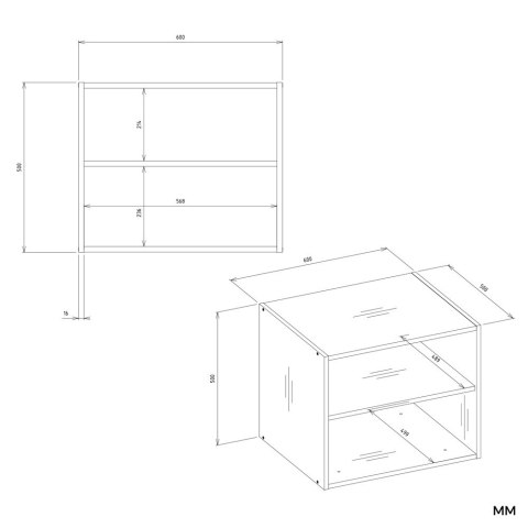 NADSTAWKA OPENO 60CM MODUŁOWA PÓŁKA DO GARDEROBY SYPIALNI BIAŁY MAT