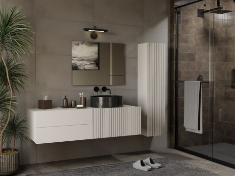 WISZĄCA SZAFKA POD UMYWALKĘ TIGO 2 SZUFLADY RYFLOWANY FRONT KOLOR: KASZMIR