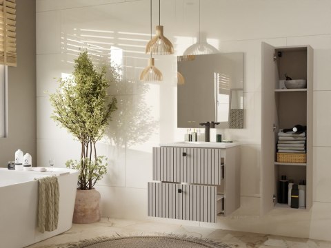 WISZĄCA SZAFKA POD UMYWALKĘ TIGO 2 SZUFLADY RYFLOWANY FRONT KOLOR: KASZMIR