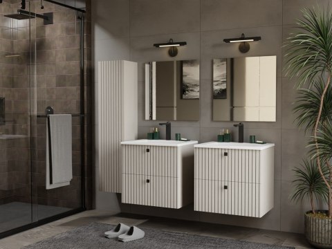 WISZĄCA SZAFKA POD UMYWALKĘ TIGO 2 SZUFLADY RYFLOWANY FRONT KOLOR: KASZMIR