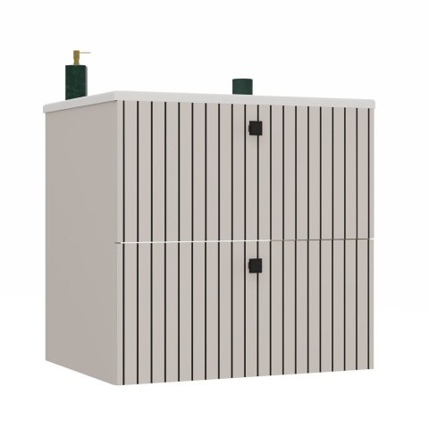 WISZĄCA SZAFKA POD UMYWALKĘ TIGO RYFLOWANY FRONT + UMYWALKA KOLOR: KASZMIR