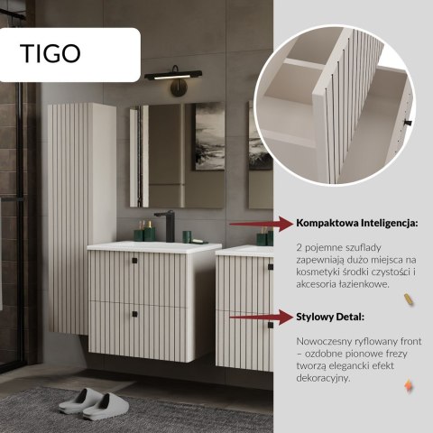 WISZĄCA SZAFKA POD UMYWALKĘ TIGO RYFLOWANY FRONT + UMYWALKA KOLOR: KASZMIR