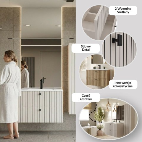 WISZĄCA SZAFKA POD UMYWALKĘ TIGO 2 SZUFLADY RYFLOWANY FRONT KOLOR: KASZMIR