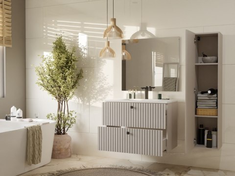 WISZĄCA SZAFKA POD UMYWALKĘ TIGO RYFLOWANY FRONT + UMYWALKA KOLOR: KASZMIR