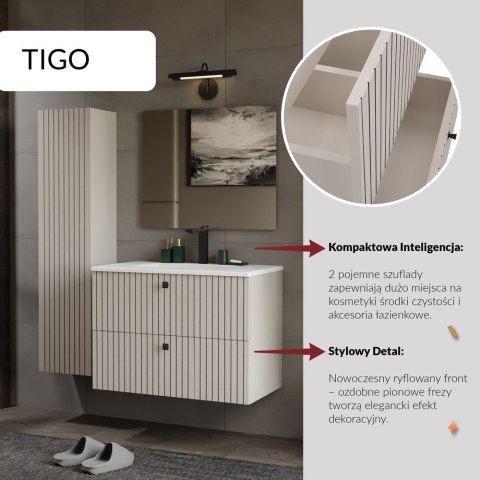 WISZĄCA SZAFKA POD UMYWALKĘ TIGO RYFLOWANY FRONT + UMYWALKA KOLOR: KASZMIR