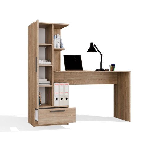 ZESTAW BIURKO Z REGAŁEM COSMO SZUFLADA PÓŁKI DĄB SONOMA