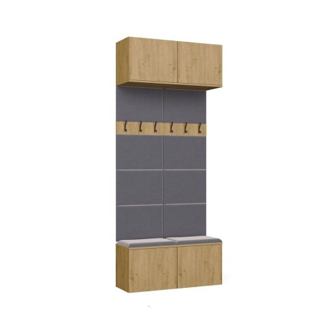 GARDEROBA HAGA DO PRZEDPOKOJU 2X WIESZAK Z SIEDZISKIEM DĄB ARTISAN