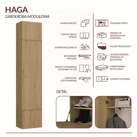 GARDEROBA HAGA DO PRZEDPOKOJU SZAFA DĄB ARTISAN