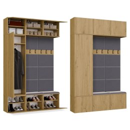 GARDEROBA HAGA DO PRZEDPOKOJU SZAFA 2X WIESZAK Z SIEDZISKIEM DĄB ARTISAN