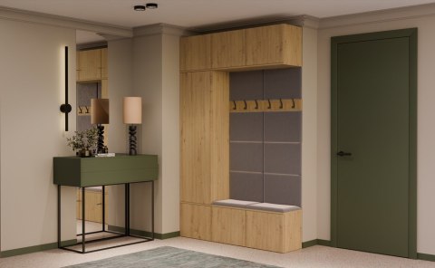 GARDEROBA HAGA DO PRZEDPOKOJU SZAFA 2X WIESZAK Z SIEDZISKIEM DĄB ARTISAN