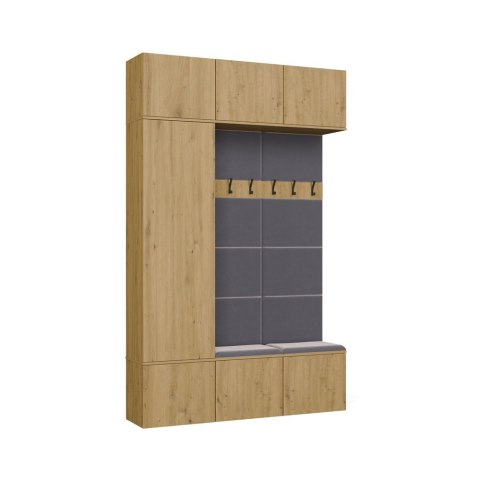 GARDEROBA HAGA DO PRZEDPOKOJU SZAFA 2X WIESZAK Z SIEDZISKIEM DĄB ARTISAN