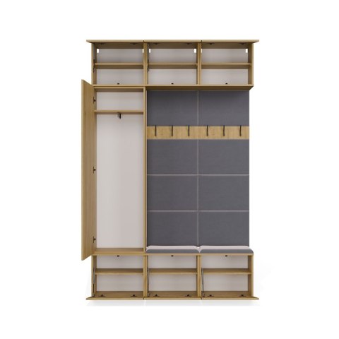 GARDEROBA HAGA DO PRZEDPOKOJU SZAFA 2X WIESZAK Z SIEDZISKIEM DĄB ARTISAN