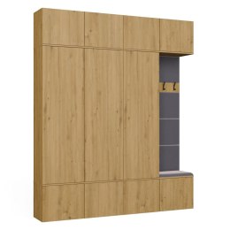 GARDEROBA HAGA DO PRZEDPOKOJU 3X SZAFA WIESZAK Z SIEDZISKIEM DĄB ARTISAN