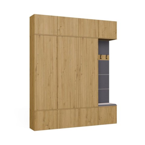 GARDEROBA HAGA DO PRZEDPOKOJU 3X SZAFA WIESZAK Z SIEDZISKIEM DĄB ARTISAN