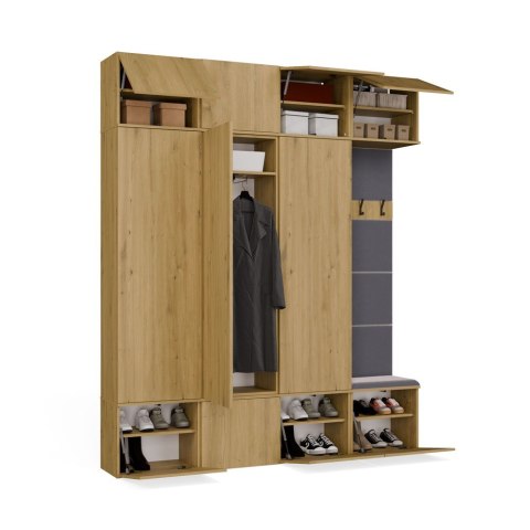 GARDEROBA HAGA DO PRZEDPOKOJU 3X SZAFA WIESZAK Z SIEDZISKIEM DĄB ARTISAN