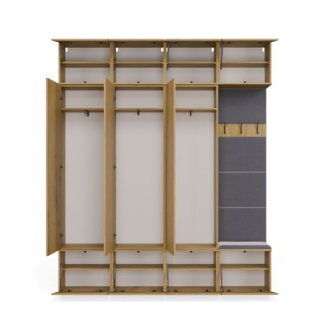 GARDEROBA HAGA DO PRZEDPOKOJU 3X SZAFA WIESZAK Z SIEDZISKIEM DĄB ARTISAN