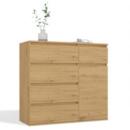 NOWOCZESNA KOMODA MALWA DO SALONU SYPIALNI 5 SZUFLAD 1 DRZWI DĄB ARTISAN
