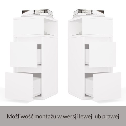 SZAFKA NOCNA YORK STOLIK DO SYPIALNI 2 SZUFLADY 1 PÓŁKA BIAŁY MAT