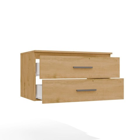 WISZĄCA SZAFKA ŁAZIENKOWA POD UMYWALKĘ 2 SZUFLADY 80CM DĄB ARTISAN