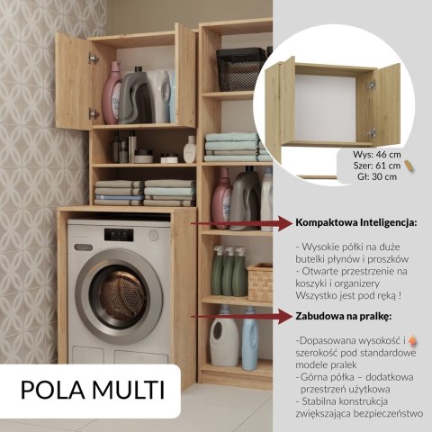 SZAFKA ŁAZIENKOWA POLA MULTI REGAŁ ŁAZIENKOWY NAD PRALKĘ DĄB ARTISAN
