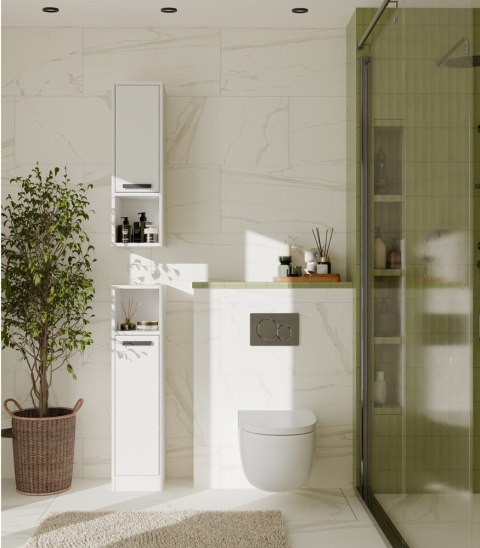 SZAFKA ŁAZIENKOWA MEXY SŁUPEK REGAŁ 1 DRZWI 4 PÓŁKI BIAŁY MAT