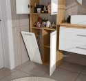 SZAFKA ŁAZIENKOWA NEL SŁUPEK Z KOSZEM NA PRANIE DĄB ARTISAN / BIAŁY POŁYSK