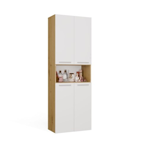 SZAFKA ŁAZIENKOWA NEL SŁUPEK 2 KOSZE NA PRANIE DĄB ARTISAN / BIAŁY MAT