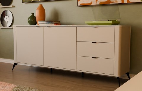 ELEGANCKA SZEROKA KOMODA CORDOBA 3 SZUFLADY CICHY DOMYK KOLOR: KASZMIR