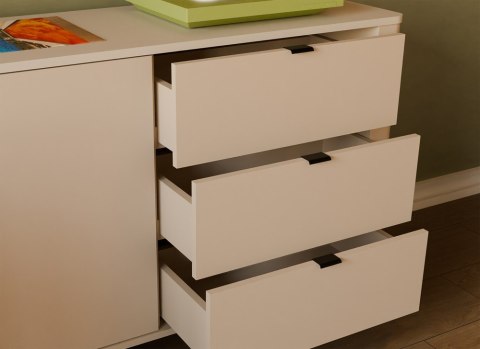 ELEGANCKA SZEROKA KOMODA CORDOBA 3 SZUFLADY CICHY DOMYK KOLOR: KASZMIR